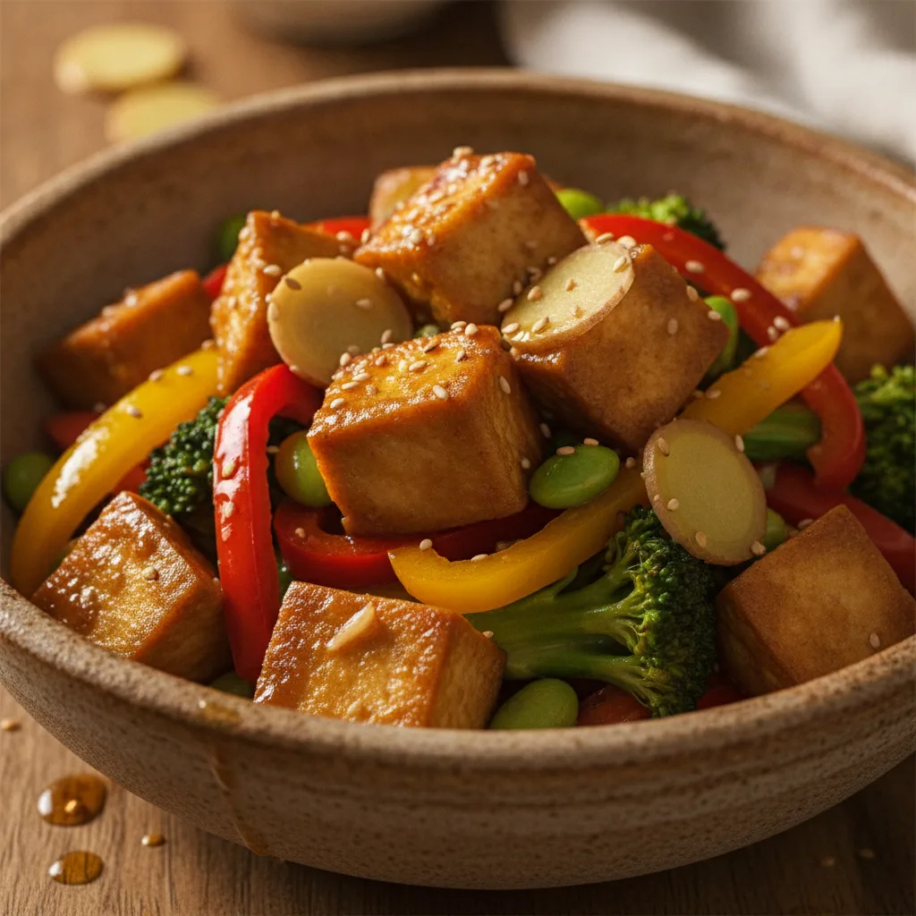 Colourful veggie and tofu stir fry